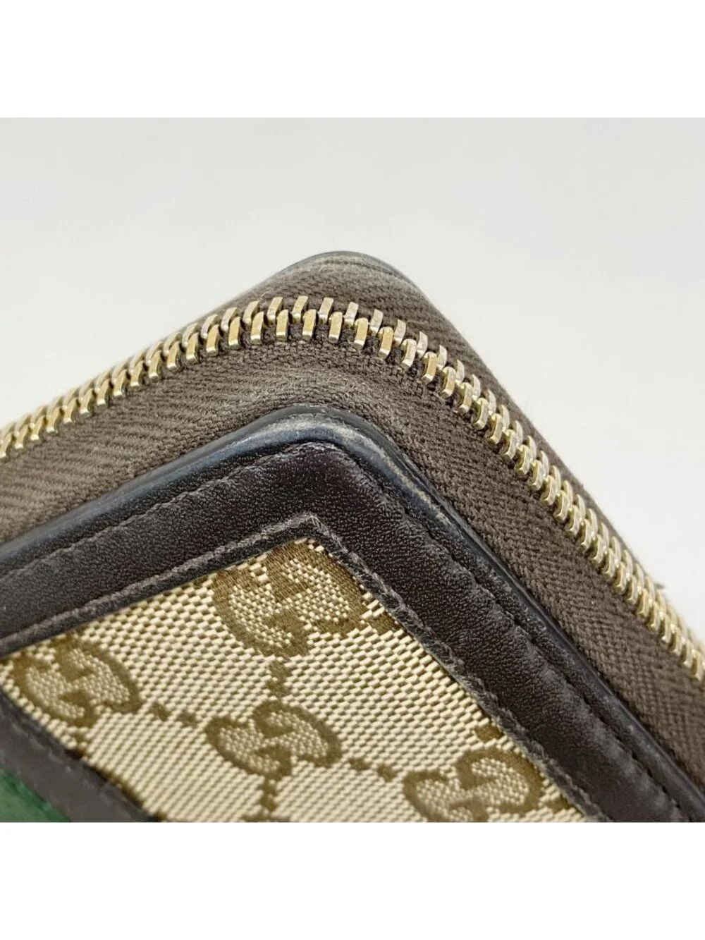 Gucci Wallet GG Canvas Sherry Line Brown Gold
